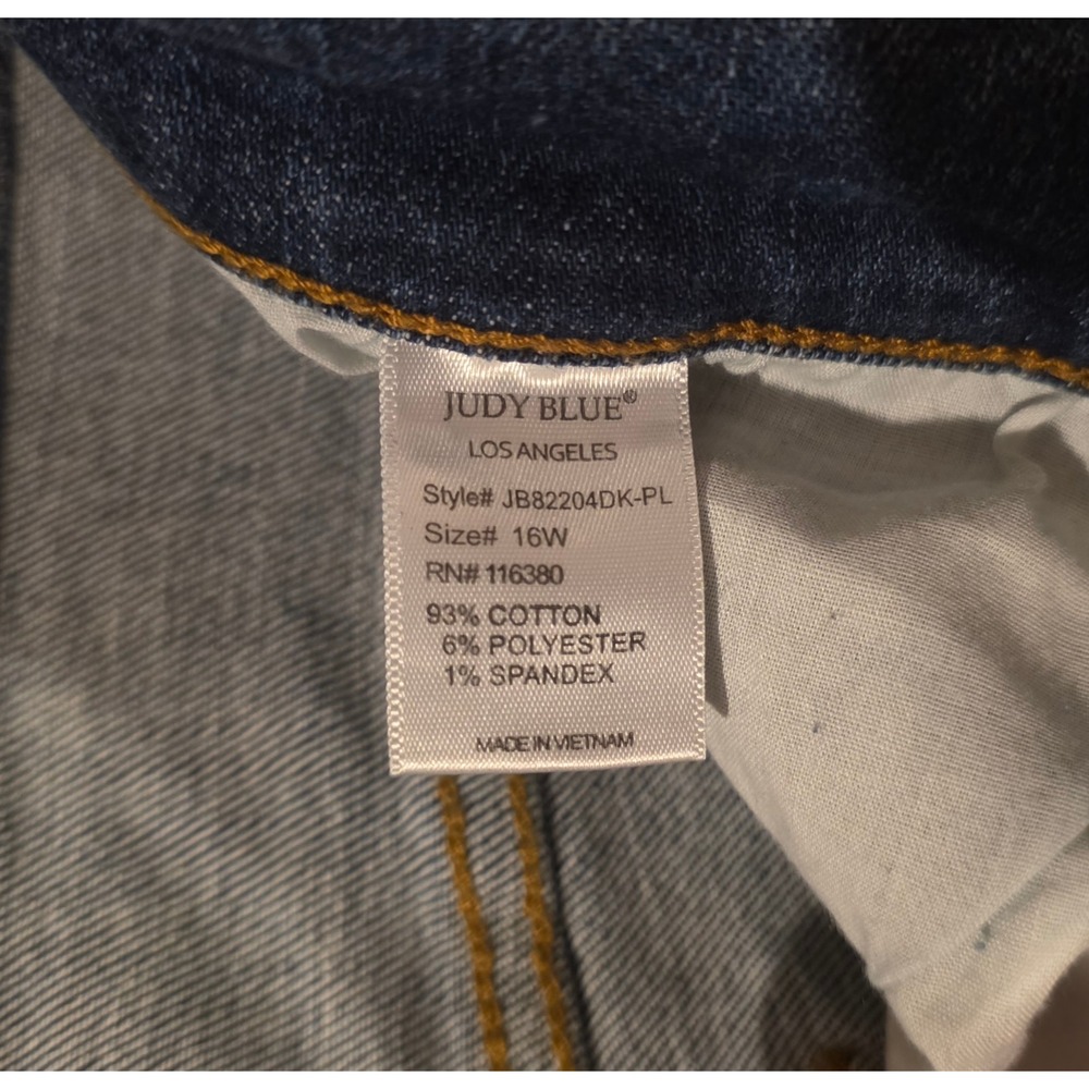 Judy Blue‎ Slim Fit Jeans Womens 16W Blue Excellent Distressed Raw Hem - Picture 8 of 12